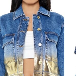 Forever 21 Blue and Gold Denim Jacket